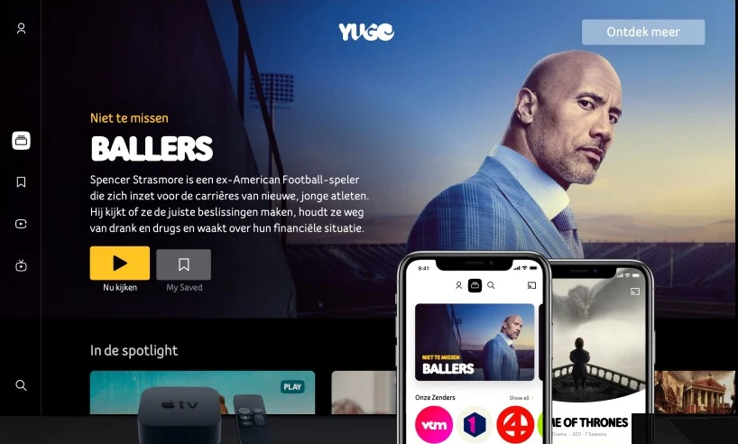 The Yugo TV interface with companion mobile apps